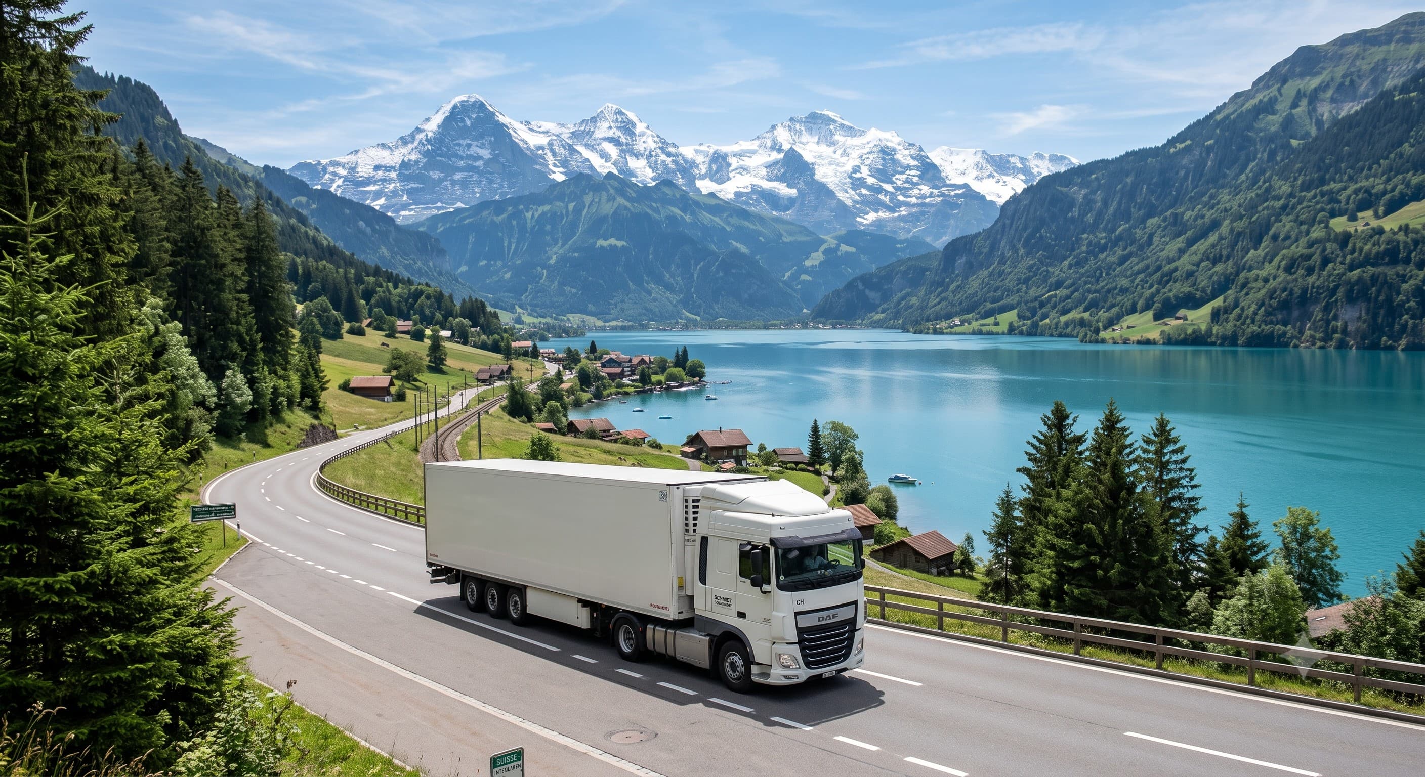 Lastwagen auf einer alpinen Passstrasse
